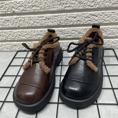 断码处理加绒保暖乐福鞋女