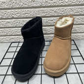 处理真皮雪地靴女冬季 新款 加绒加厚牛皮短靴女鞋 断码 防滑东北棉鞋