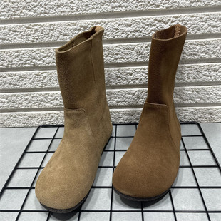显瘦真皮堆堆西部牛仔靴 新款 断码 处理复古牛皮勃肯短靴女2025秋季