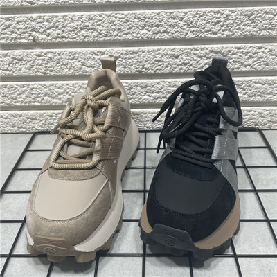 断码处理真皮厚底华夫阿甘鞋女