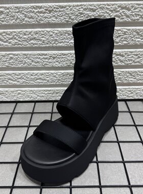 夏季弹力显瘦短靴设计感百搭凉靴