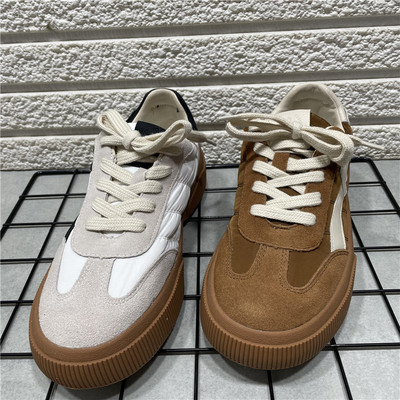 断码处理厚底德训鞋女真皮