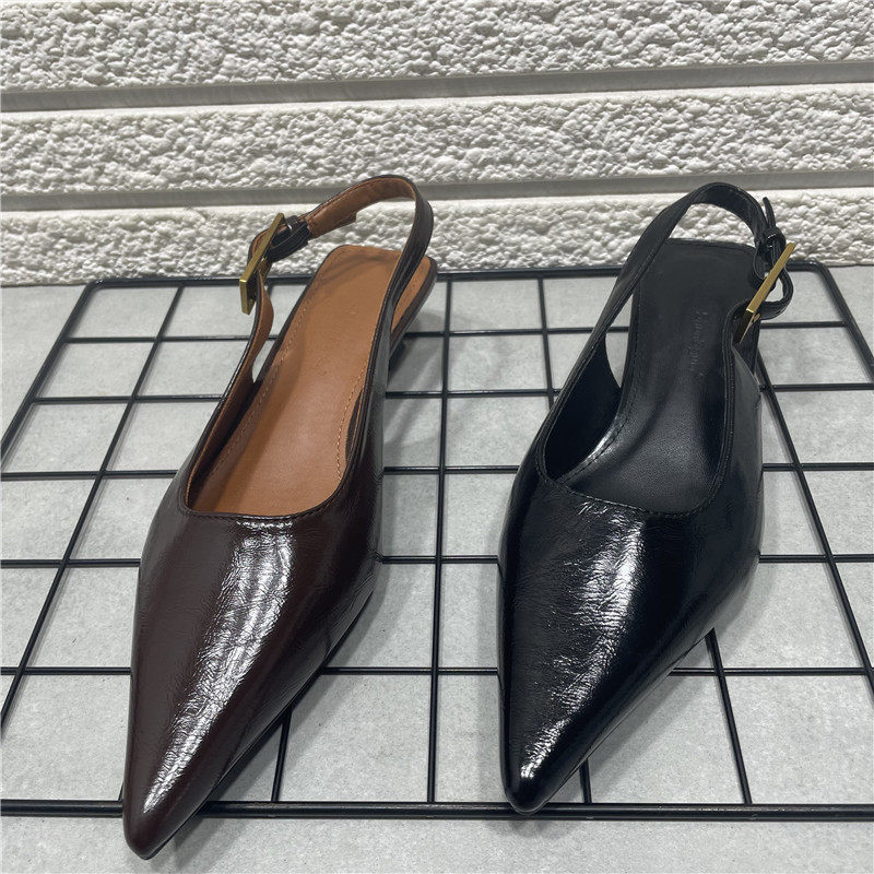 断码处理法式复古气质尖头小猫跟高跟鞋女后空包头凉鞋女通勤单鞋