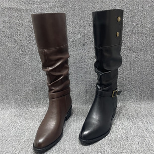 断码 加绒西部牛仔靴复古长靴子女 处理长筒靴女两穿高筒骑士靴冬季