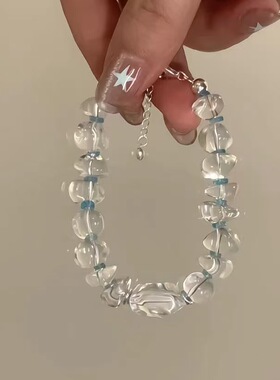 小众设计透明串珠手链女高级感夏季可调节手串日韩百搭简约手饰品