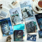 手绘风和纸贴纸40枚日常生活风景星辰大海拾光手账装 饰拼贴素材