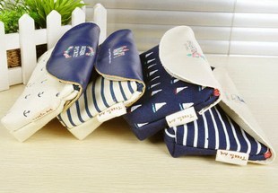 青壹坊 海上花园倒梯形笔袋 清新海洋风PU+帆布拉链袋 文具收纳袋