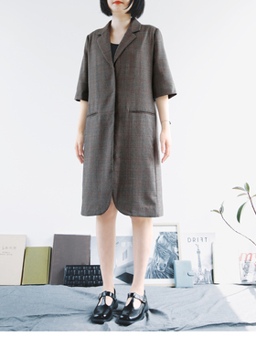 The That This | 意大利纯羊毛 | 独立设计深棕咖啡色西装连衣裙