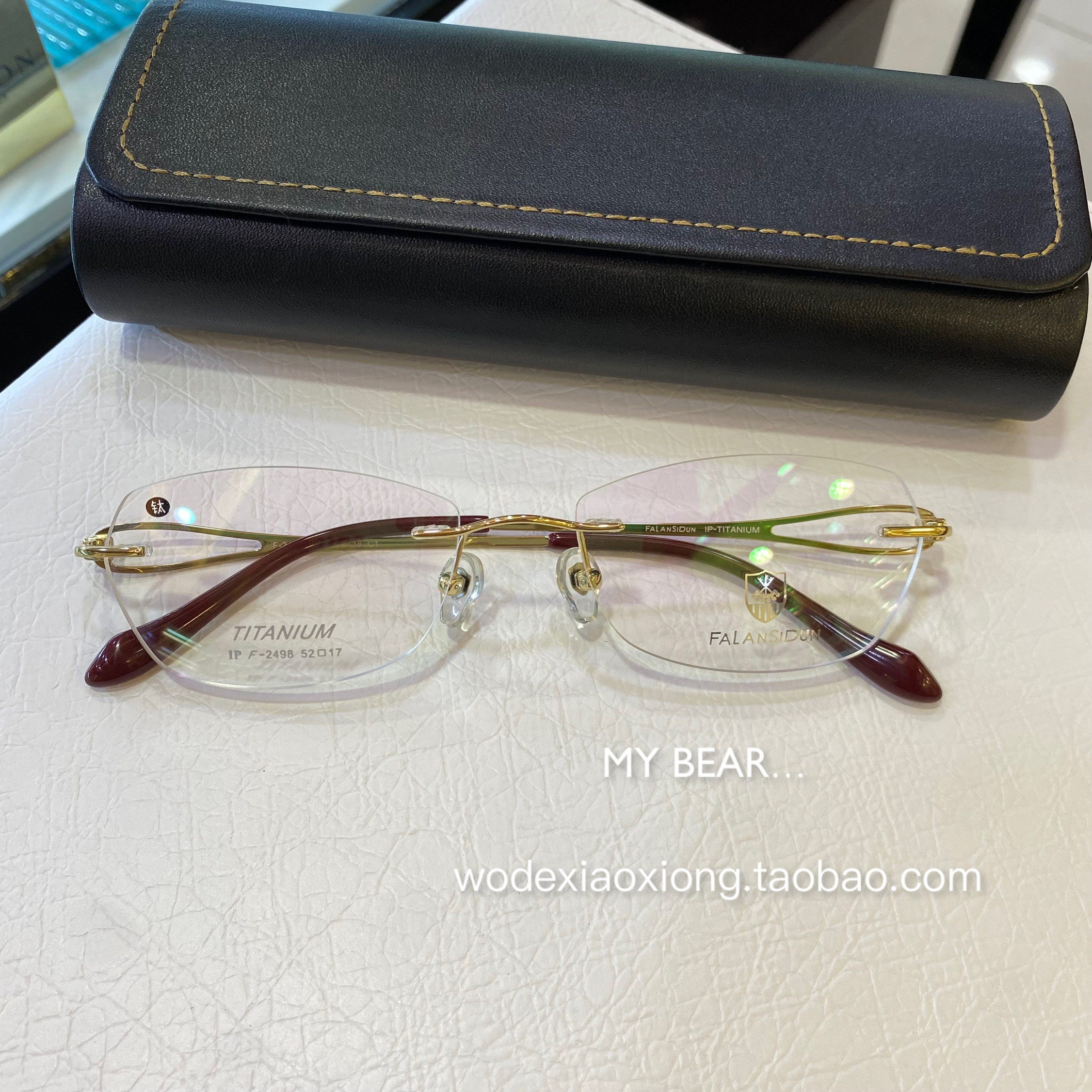 法兰斯顿超轻女士无框镂空精致圆脸高档眼镜架百搭商务高档眼镜框