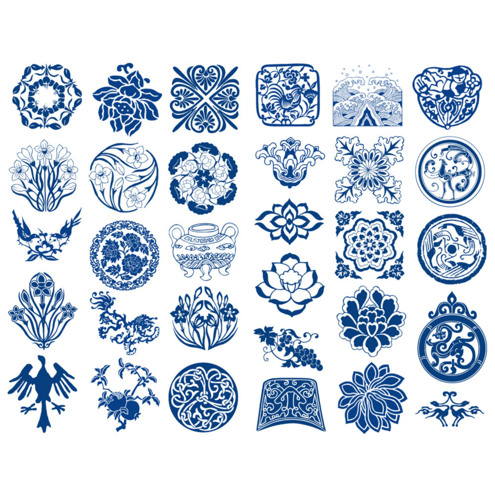 【已裁剪】复古青花花纹手机电脑和纸手账装饰手帐贴纸小贴画,文具电教/文化用品/商务用品,贴纸/立体贴纸,淘宝优惠券,粉丝福利购,淘宝优惠卷