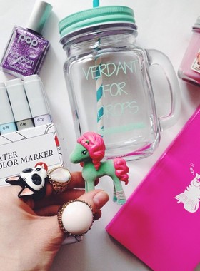 泰国猫咪骷髅手绘戒指包邮