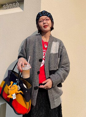 FreshMany独家限定洋气时髦格雷灰羊毛呢外套保暖不规则拼接上衣