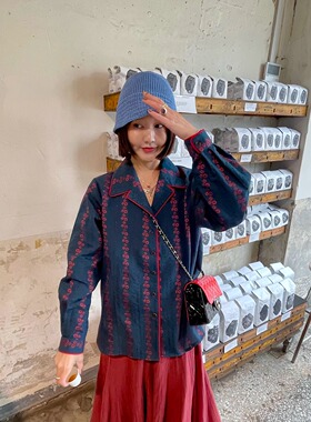 FreshMany南法意境老钱风复古刺绣花衬衫女春夏新款舒适棉衬衣