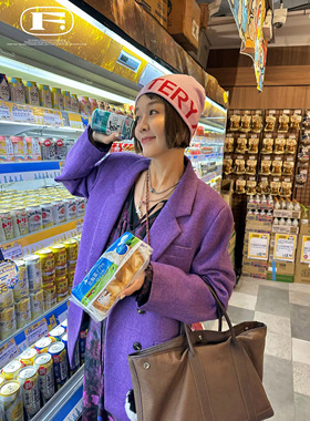 春日迷幻烟花紫 法式珍藏版香芋紫羊毛西装慵懒宽松显瘦西服上衣