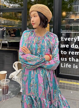 FreshMany多伦多午后慵懒多彩如意花连衣裙夏日凉爽轻薄显瘦长裙