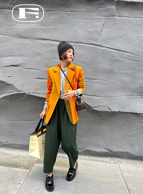 限量！港风chic炸街重工解构精纺羊毛廓形裤九分裤百搭有型哈伦裤