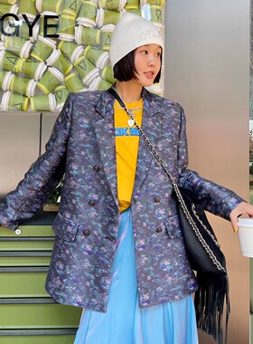 限量！早春意大利艺术浮雕提花设计西装外套宽松慵懒时髦早春西服