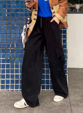 FreshMany开年限定牛裤！黑色焰火城市户外工装裤阔腿裤直筒裤