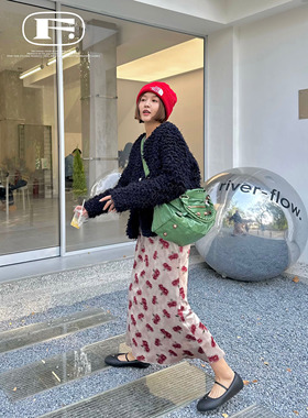 限量 时髦慵懒羊羔毛麦穗流苏毛毛外套 保暖宽松高级开衫大衣秋冬