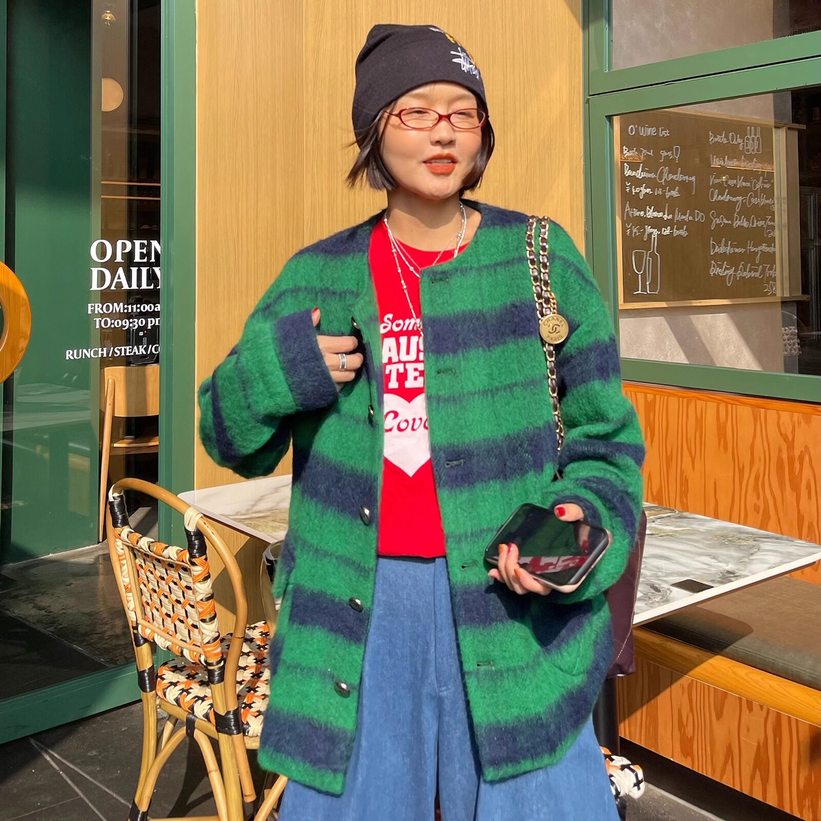 时髦又耐看的彩色软糖美式复古街头磨毛感羊毛呢外套宽松遮肉上衣