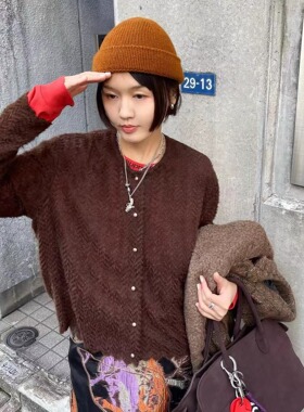 FreshMany摩卡洛可可软糯针织毛衣开衫经典内搭高级感外套上衣