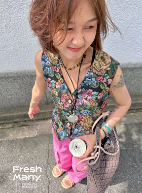 FreshMany复古日系民族风马夹小众设计感无袖V领休闲短款马甲