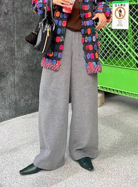 陨石灰保暖羊毛高品质阔腿裤休闲裤慵懒宽松直筒版西裤女长裤