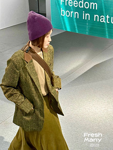 升级版腰果花邦德西装 独家绝配橄榄绿提花高级感西服女外套上衣