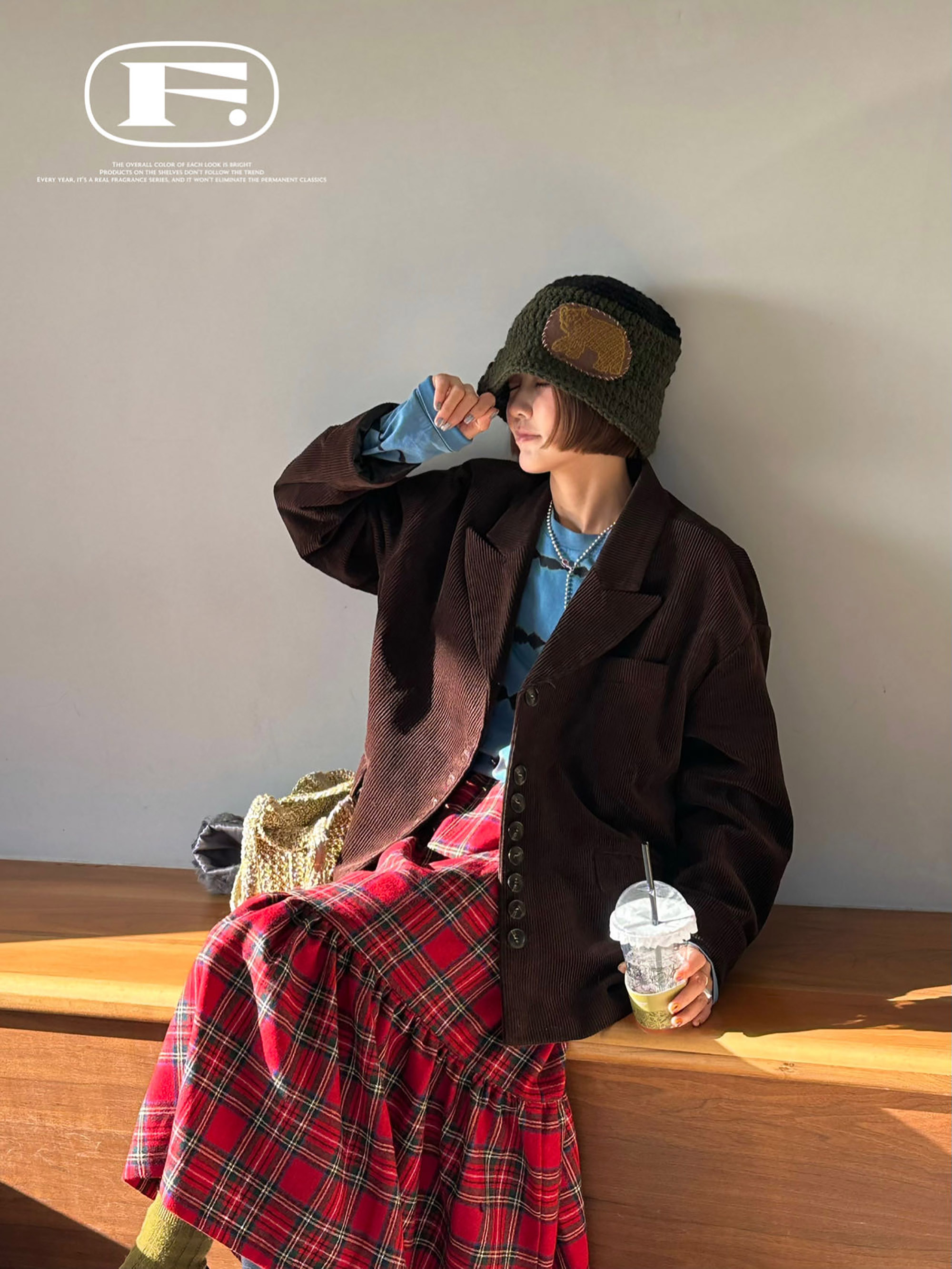 乌木系列vintage灯芯绒宽松西装