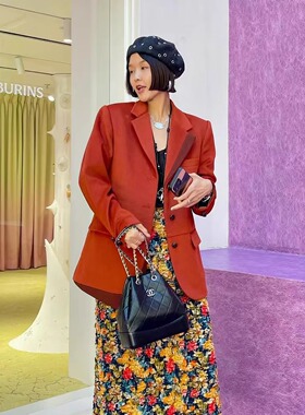 冬日海盐橘子进口羊毛西装休闲外套显白抬气色高级感慵懒西服上衣