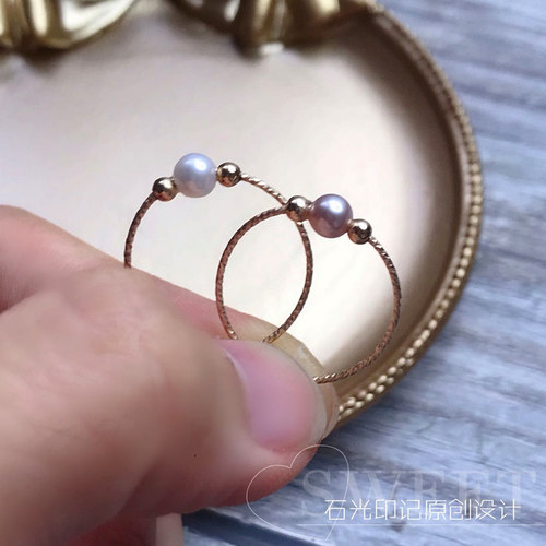 石光珍珠戒指手工定制褪色印记