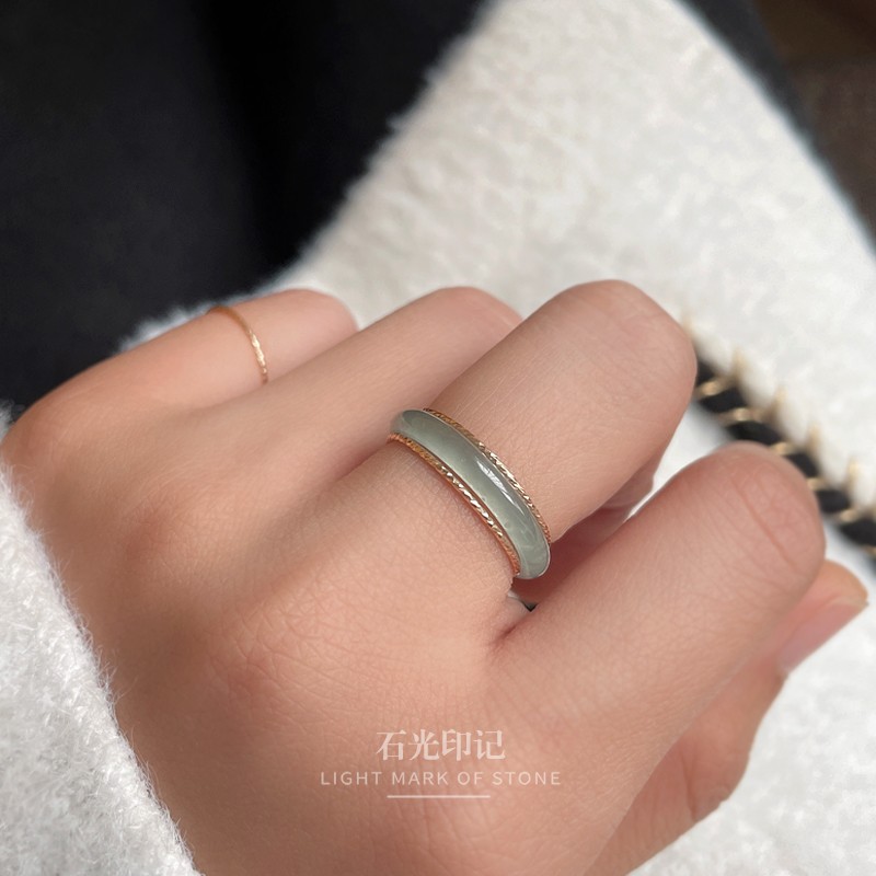 石光印记翡翠戒指14K包金指环