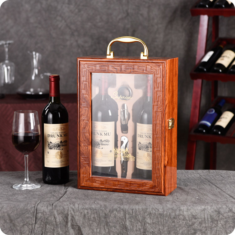 红酒包装礼盒高档红酒木盒通用红酒盒单双支装葡萄酒箱酒盒子定制