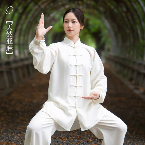 亚麻太极服女2025新款棉麻八段锦练功服装男款中国官方旗舰店正品