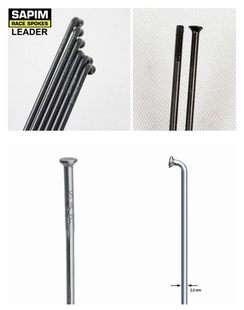 SAPIM LEADER黑色银色等径2.0mm圆辐条 直头和弯头铜条帽