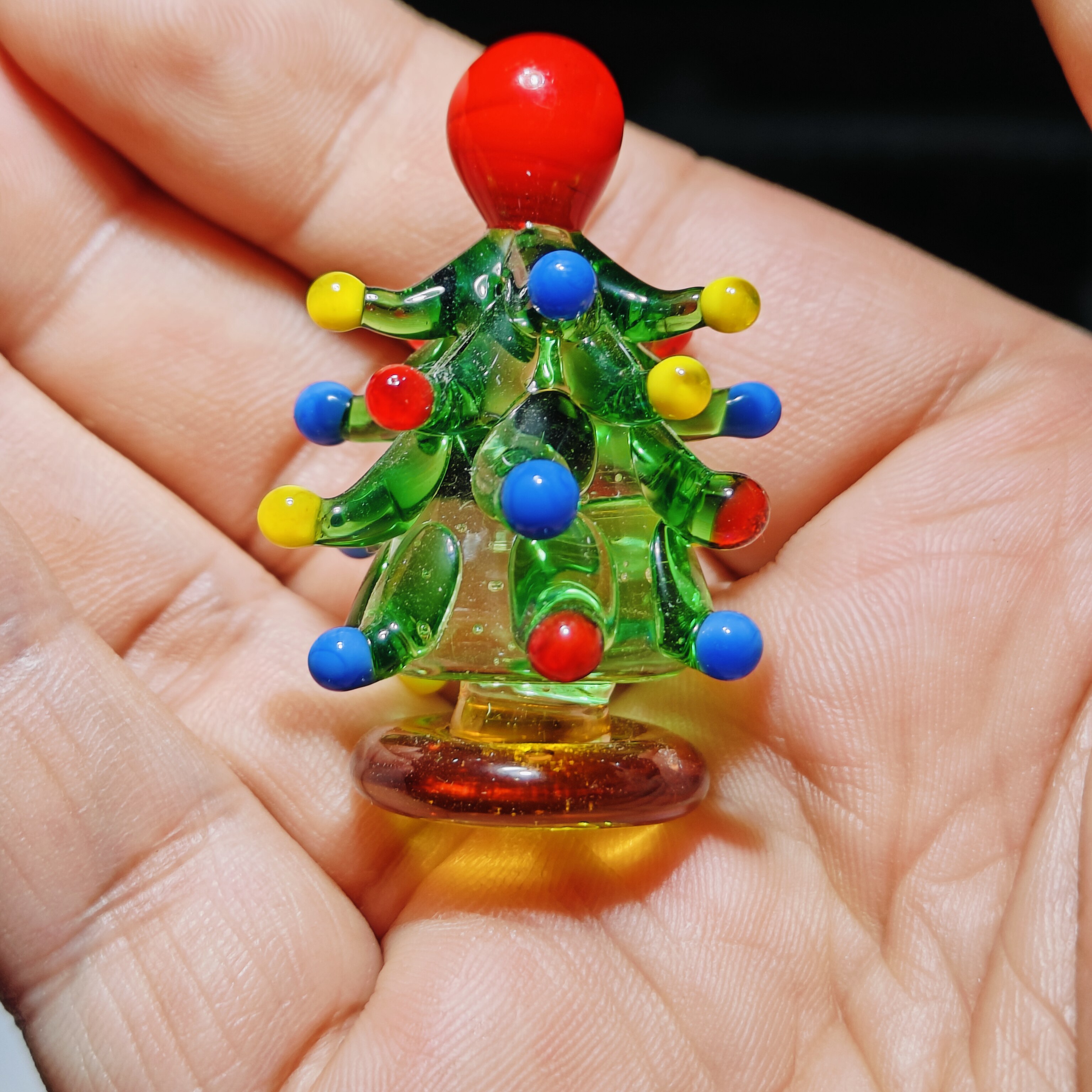 淄博琉璃手工艺品实心圣诞树摆件桌面家居氛围感书桌装饰摆放礼物