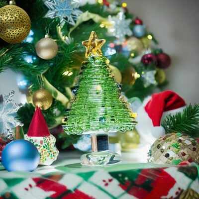 淄博琉璃手作绕丝圣诞树桌面摆件氛围感家居装饰品圣诞节生日礼物