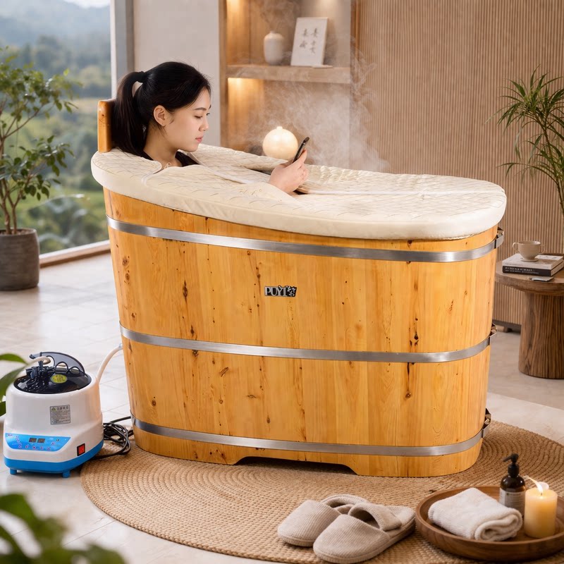 朴易3年质保 泡澡木桶成人木桶浴桶洗澡桶木桶熏蒸实木特级香柏木