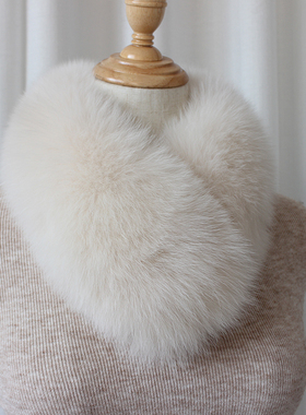 秋冬新款真狐狸毛围巾女百搭加厚保暖毛毛皮草围脖按磁扣毛领子