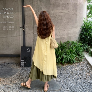 【新款现货】韩系仙气撞色不规则连衣裙2B130-8170-P155-K258图片