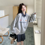 【新款现货】印花卫衣格子半裙套装296A-8089-P195-K318，女装卫衣/绒衫，浙宝296A