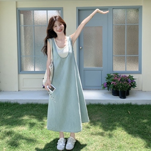 【新款】26夏季浅蓝色假两件牛仔连衣裙2B130-8166-P140-K248图片