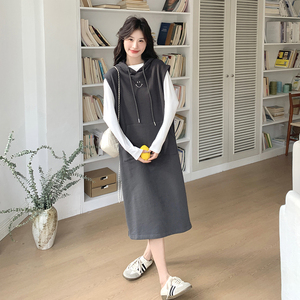 【现货】刺绣笑脸卫衣背心裙白T恤两件套296A-8131-P170-K248，女装连衣裙，浙宝296A