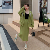 【新款现货】2023秋季牛油果绿卫衣半裙减龄风套装2240P160K228，女装卫衣/绒衫，浙宝296A