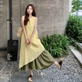 【新款现货】韩系仙气撞色不规则连衣裙2B130-8170-P155-K258，女装连衣裙，浙宝296A