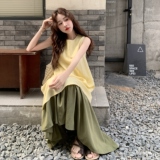 【新款现货】韩系仙气撞色不规则连衣裙2B130-8170-P155-K258，女装连衣裙，浙宝296A
