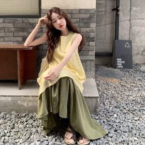 【新款现货】韩系仙气撞色不规则连衣裙2B130-8170-P155-K258，女装连衣裙，浙宝296A