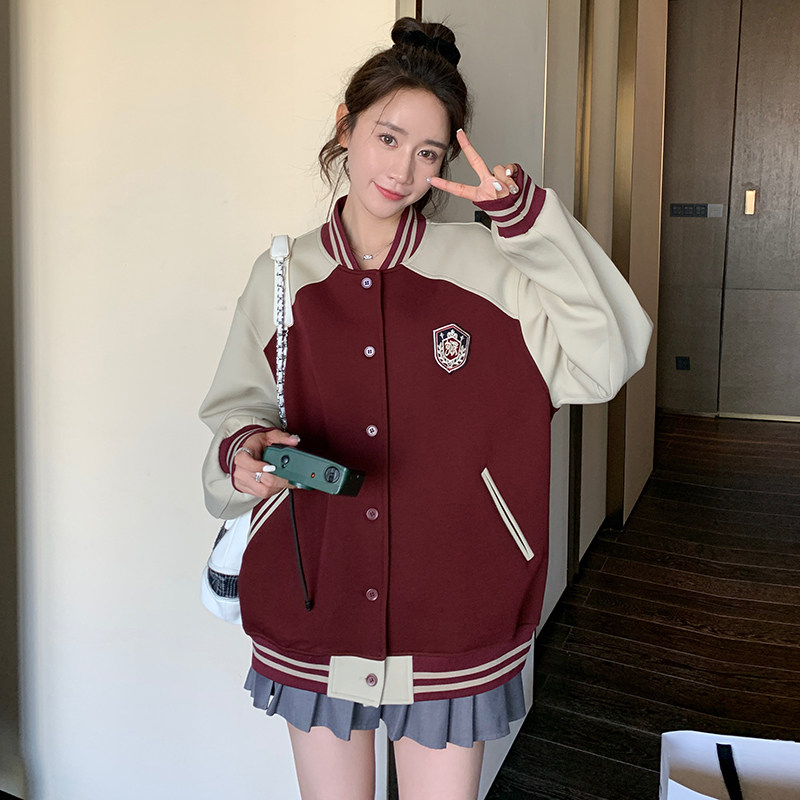 296A【秋装新款】2023款拼色减龄美式复古棒球服外套2333P140K198,女装短外套,浙宝296A