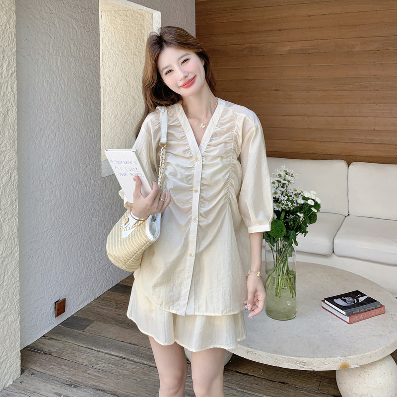 【26新款现货】夏日防晒休闲衬衫短裤套装2B130-2605-P160-K268,女装套装/套裙,浙宝296A