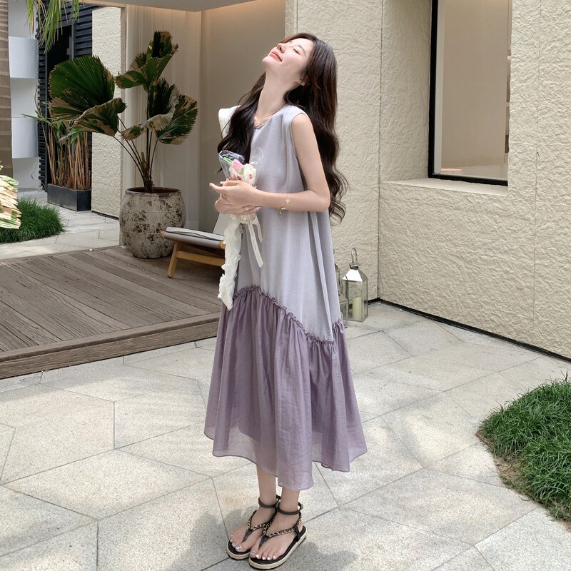【新款】26夏季浅紫色拼接无袖连衣裙2B130-8163-P140-K248,女装连衣裙,浙宝296A